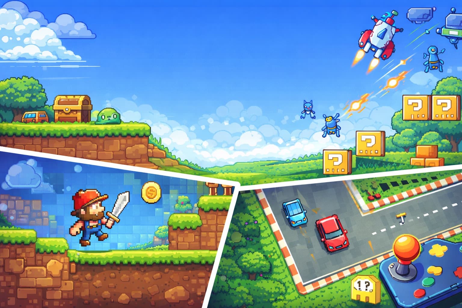 2D game preview collage